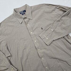 Polo Ralph Lauren Andrew Mens 17.5 32/33 Brown Checkered Shirt Preppy Classic